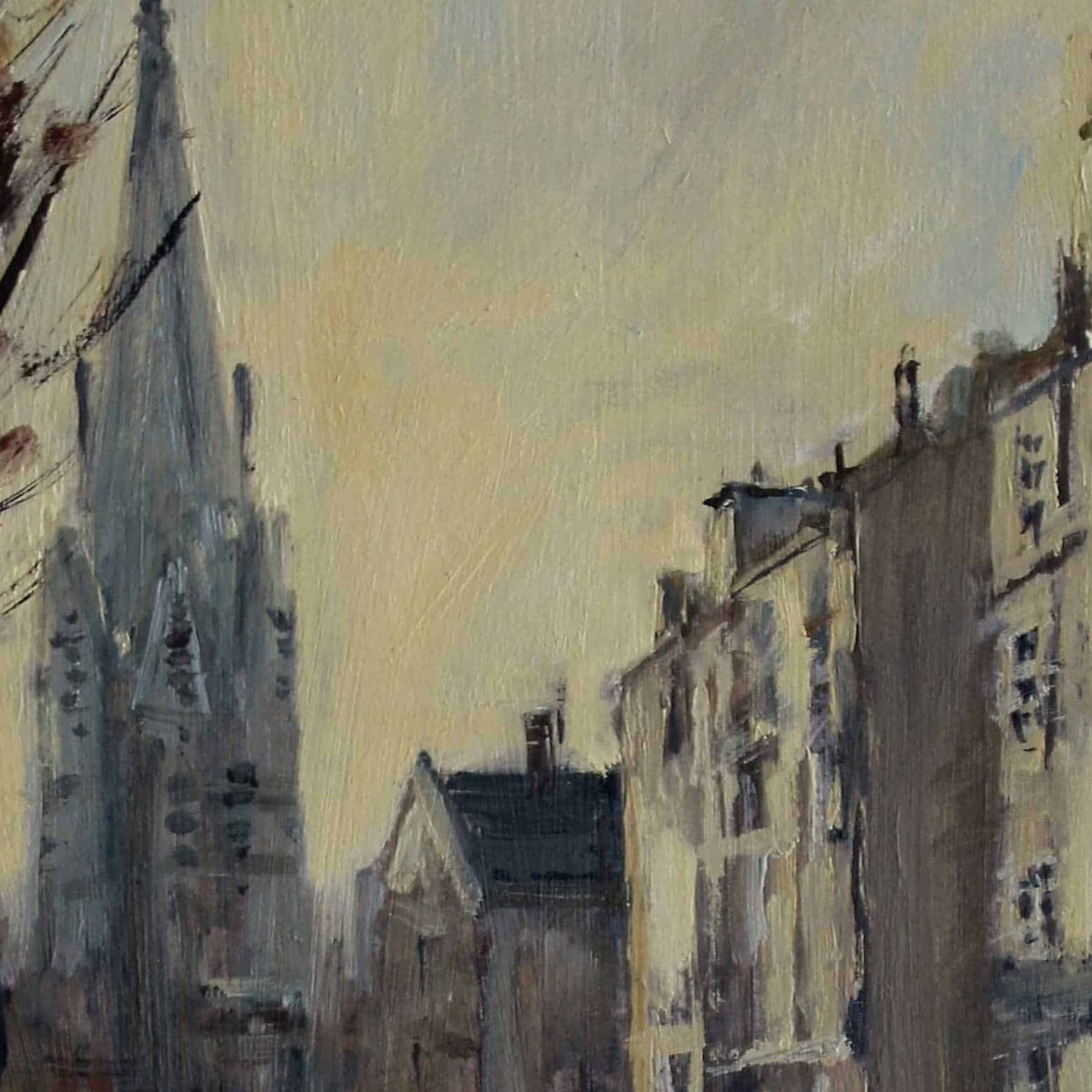 BRIVE, SUNDAY MORNING, 16 X 12" OIL