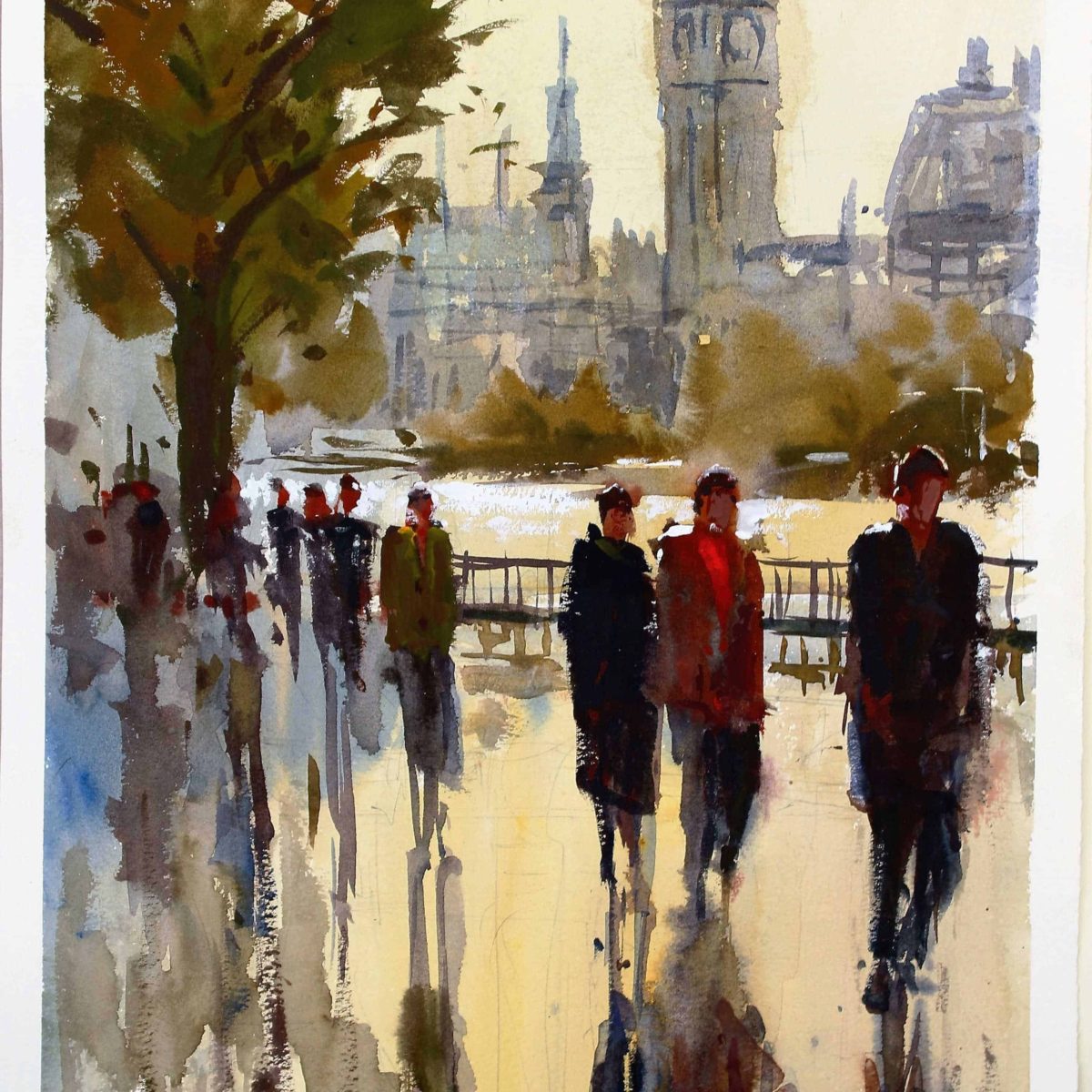 Westminster reflections, 15 x 20" Watercolour