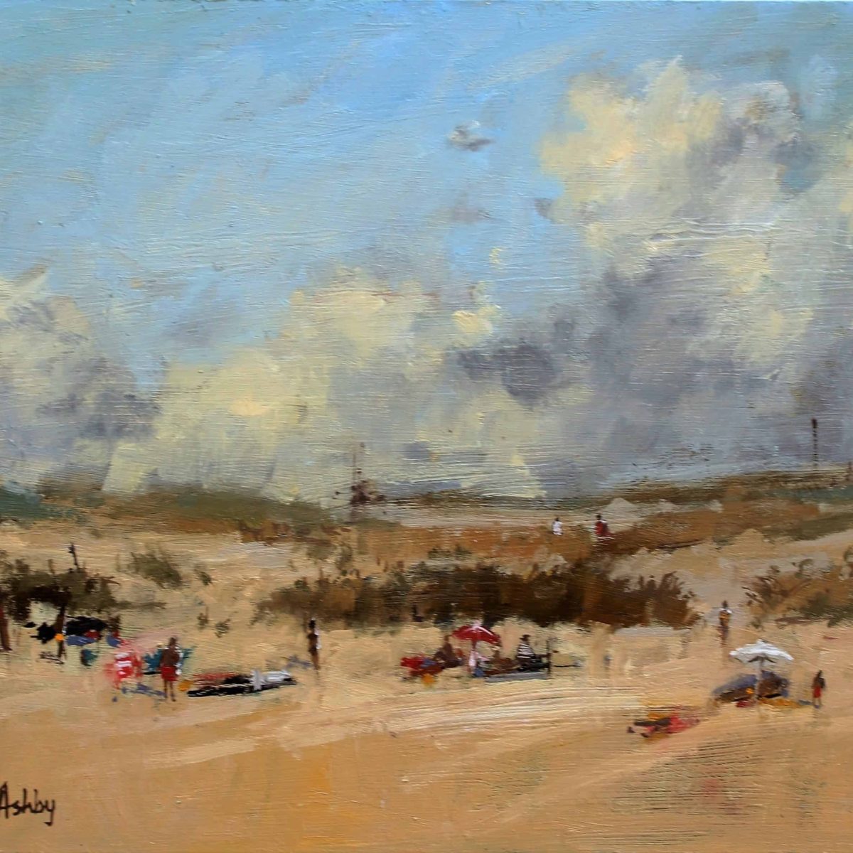 Playing in the sand dunes 16 x 12" Oil